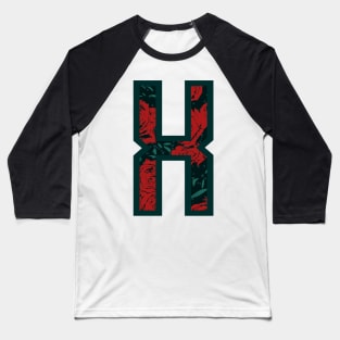 Modern Rose Floral Initial Name Alphabet - Letter X Baseball T-Shirt